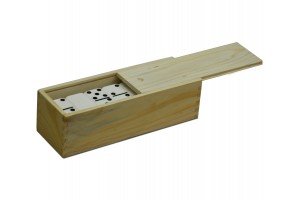 Dbl 6 Natural Finish Wooden Box (Dominoes not included)